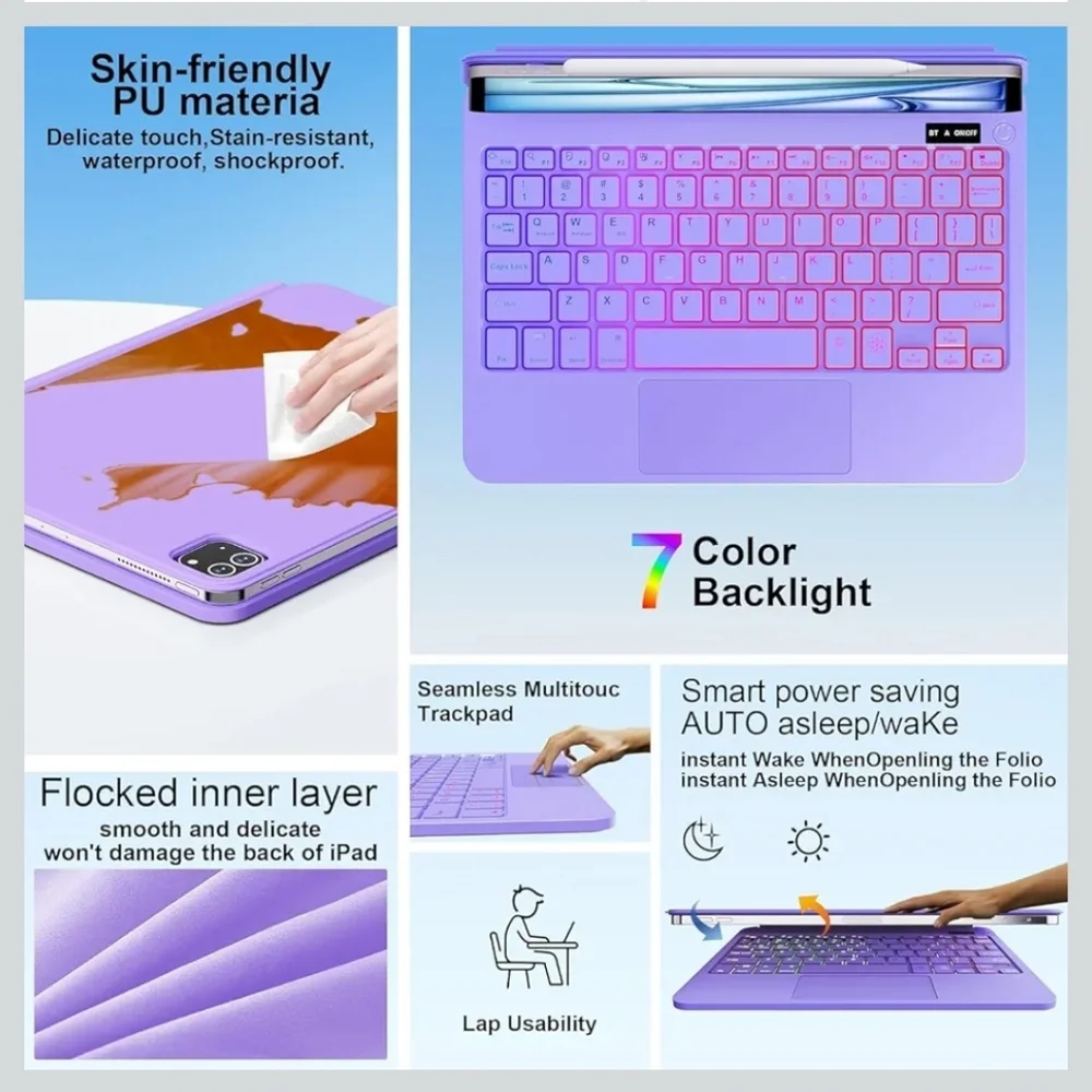 Keyboard Case for iPad Air 11-inch (M3 2025 / M2 2024) & iPad Pro 11 inch(1st/2n
